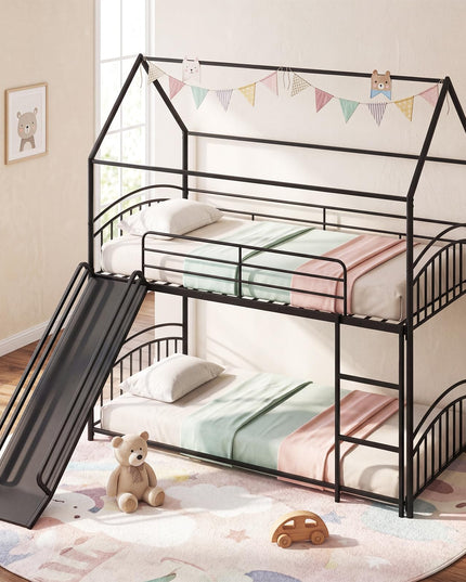 Giantex Twin Over Twin Bunk Bed with Slide & Ladder