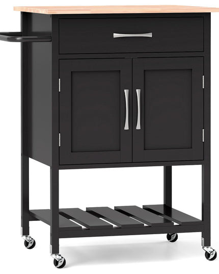 Giantex Rolling Kitchen Island Cart, Mobile Serving Cart with Drawer, 2-Door Storage Cabinet, Storage Shelf