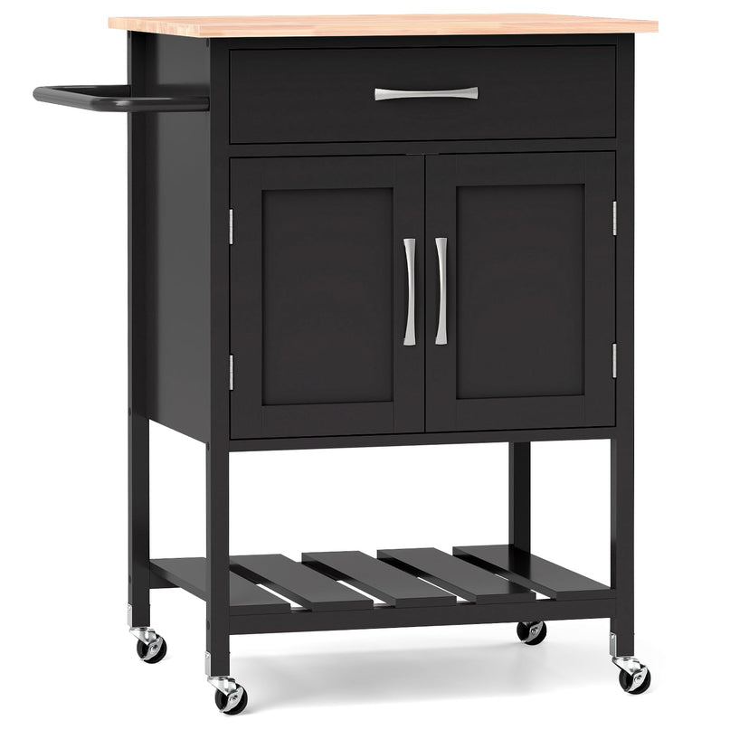 Giantex Rolling Kitchen Island Cart, Mobile Serving Cart with Drawer, 2-Door Storage Cabinet, Storage Shelf