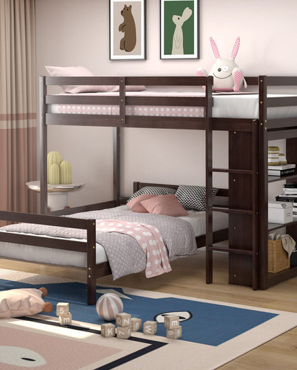 Giantex Twin Over Twin Loft Bed w/ Bookcase, Bunk Bed w/ 12.5" Full-Length Guardrail & Ladder