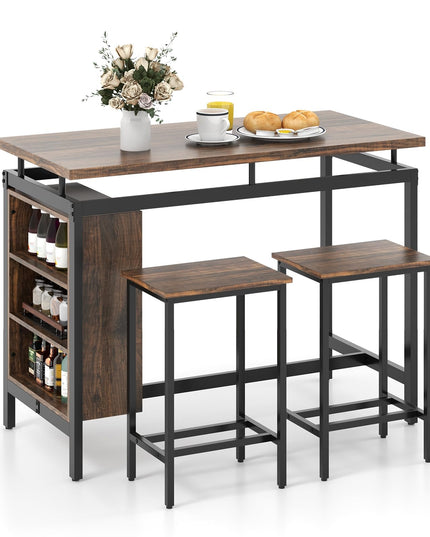 Giantex 3-Piece Dining Table Set - Counter Height Dining Table Set with 2 Bar Stools