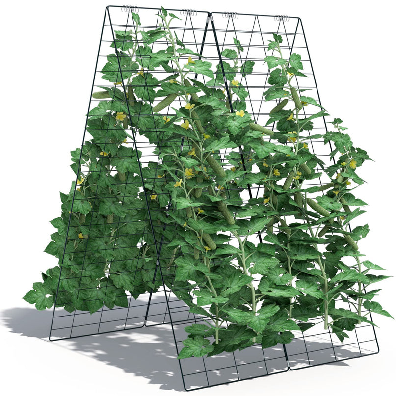 Treillis de Concombre Giantex à 4 Panneaux, Treillis de Jardin en Forme de A pour Plantes Grimpantes