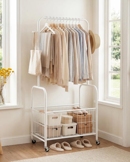 Giantex 35" Clothes Rack with Storage Basket