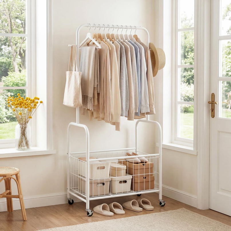 Giantex 35" Clothes Rack with Storage Basket