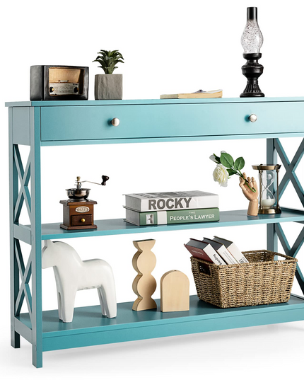 Giantex Console Table 3-Tier W/Drawer and Storage Shelves