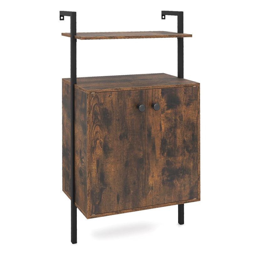 Giantex 38" Tall Industrial Wall Mount Bookshelf with Storage Cabinet (1/2)
