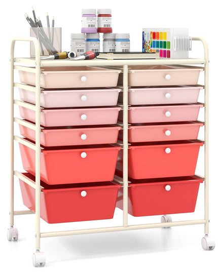 Giantex 12 Drawer Rolling Storage Cart Tools Scrapbook Paper Office School Organizer
