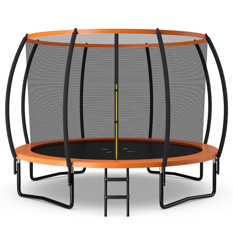 Giantex 8FT 10FT 12FT Trampoline with Enclosure, ASTM Approved Outdoor Large Trampoline with Ladder