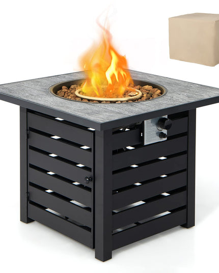 Giantex 32 Inch Propane Fire Pits, 50,000 BTU Square Gas Firepit with High-Temp Resistant Tabletop (Black)