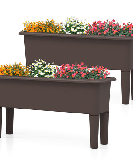 Giantex Raised Garden Beds Outdoor Set of 2, Self-Watering Planter Box with Detachable Legs & Drainage Hole