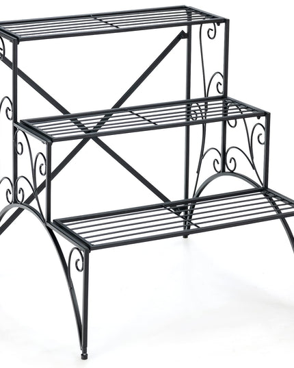 Giantex 3 Tier Metal Plant Stand for Outdoor Porch Garden Patio Balcony