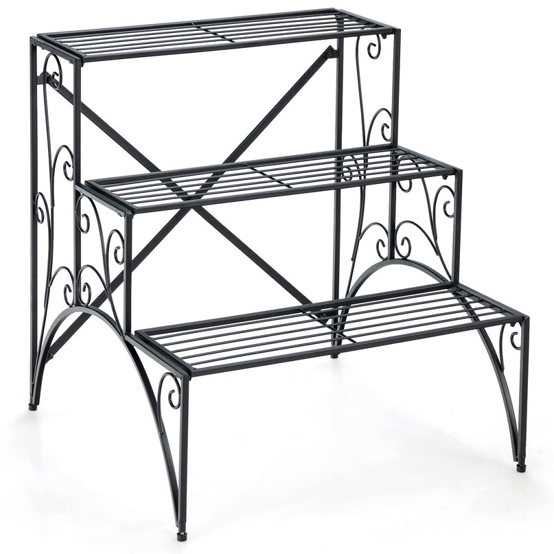 Giantex 3 Tier Metal Plant Stand for Outdoor Porch Garden Patio Balcony