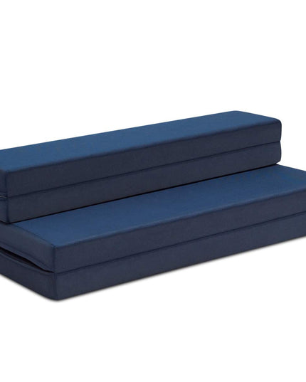 4" Thick Folding Portable Mattress Pad Sofa Bed with No Carrying Handles and Removable Washable Fabric Queen Blue