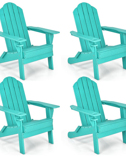 Adirondack Chair Outdoor Folding Chairs, Weather Resistant Patio Chair with Built-in Cup