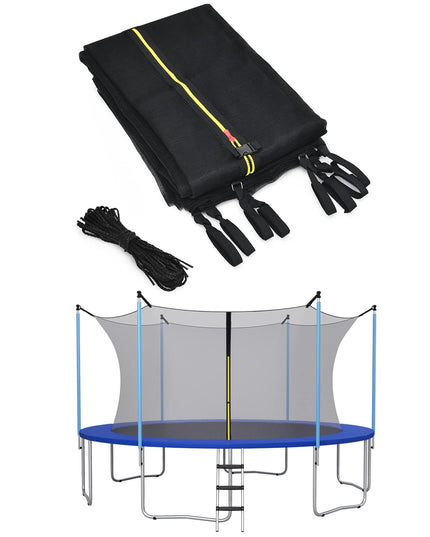 Trampoline Safety Net w/Adjustable Straps, 8 10 12 14 15 16Ft Weather-Resistant Replacement Enclosure Net