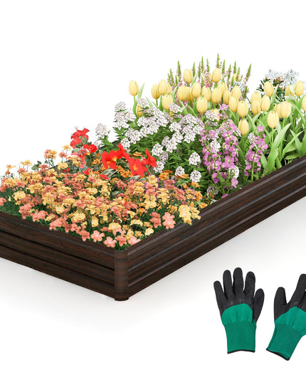 Giantex 8x4x1ft Metal Raised Garden Bed, Planter Box with Protective Edges