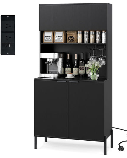 Giantex Meuble de cuisine garde-manger 64,5" avec station de charge