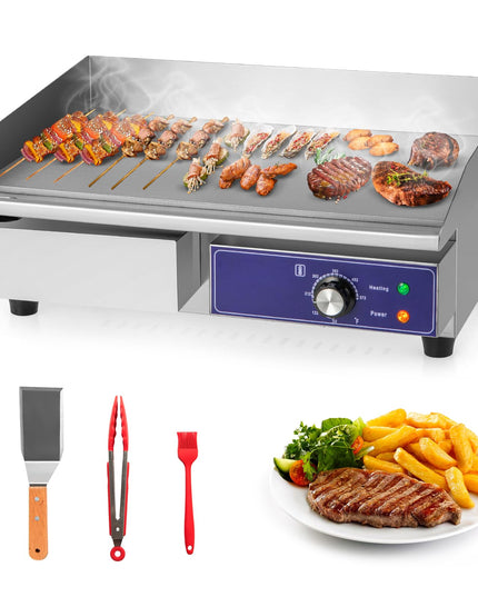 Giantex Commercial Electric Griddle 22" - 110V 2000W Countertop Griddle with Cast Iron Griddle Plate & Stainless Steel Frame