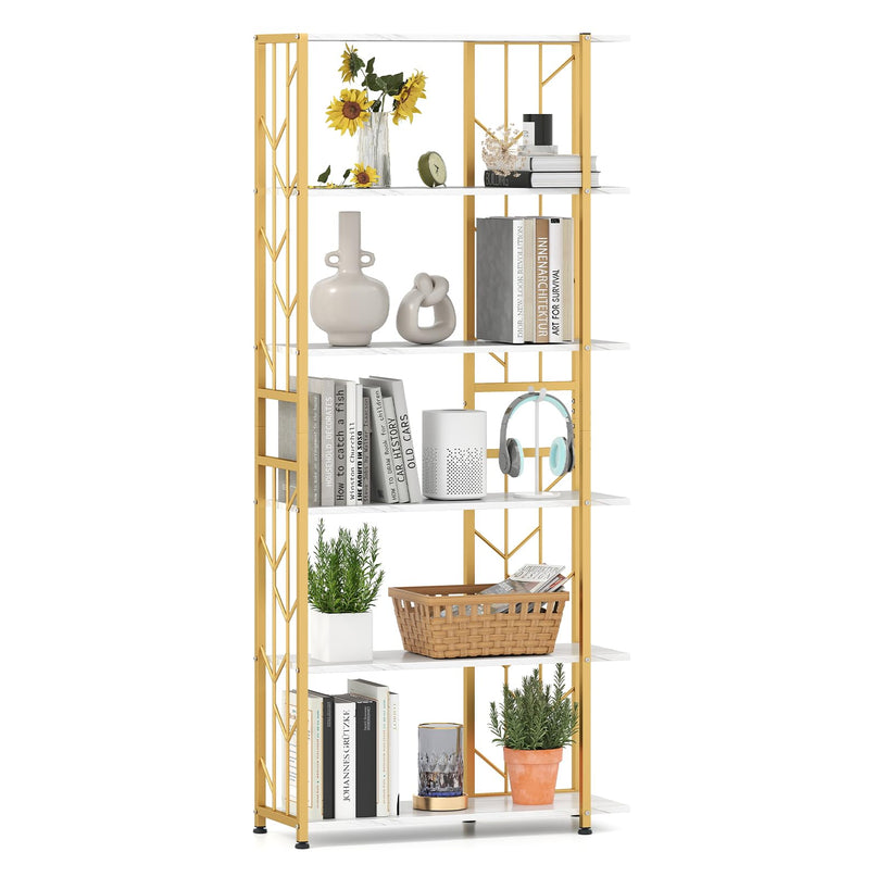 Giantex 6-Tier Bookshelf Modern Geometric Bookcase