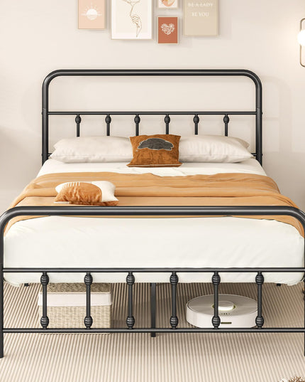 Giantex Metal Platform Bed Frame, Victorian Style Platform Bed with Headboard & Footboard