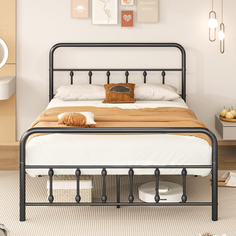 Giantex Metal Platform Bed Frame, Victorian Style Platform Bed with Headboard & Footboard
