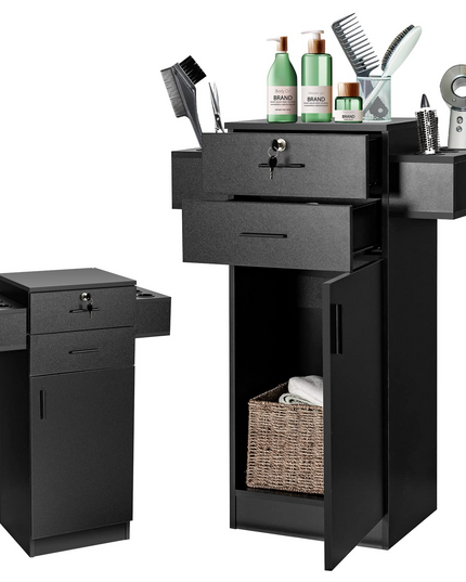 Meuble de rangement pour salon de coiffure, noir