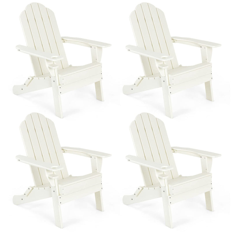 Adirondack Chair Outdoor Folding Chairs, Weather Resistant Patio Chair with Built-in Cup