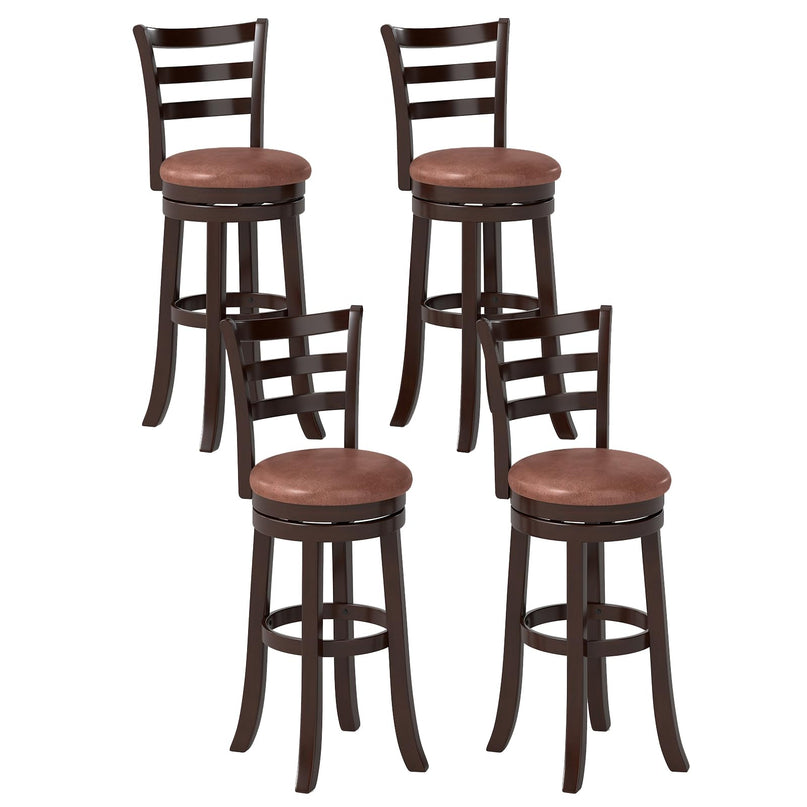 Giantex Swivel Bar Stools Set of 2/4 30" Upholstered Counter Height Bar Chairs