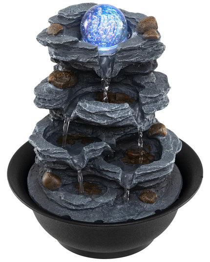 Giantex Tabletop Water Fountain with Rotating Crystal Ball & LED Lights