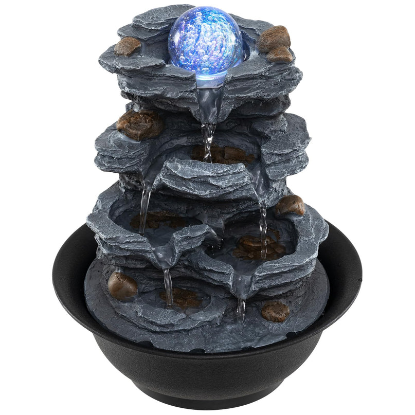 Fontaine à eau de table Giantex avec boule de cristal rotative et lumières LED