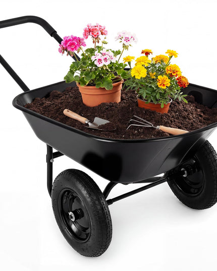 Chariot de jardin à deux roues Giantex – Brouette robuste de 150 kg
