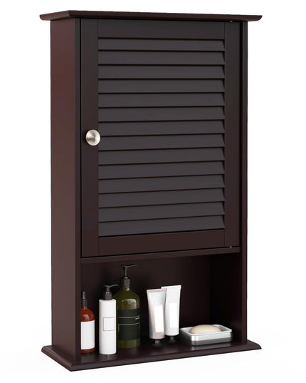 Giantex Bathroom Wall Mount Cabinet - Over The Toilet Storage Organizer with Single Door and Adjustable Shel