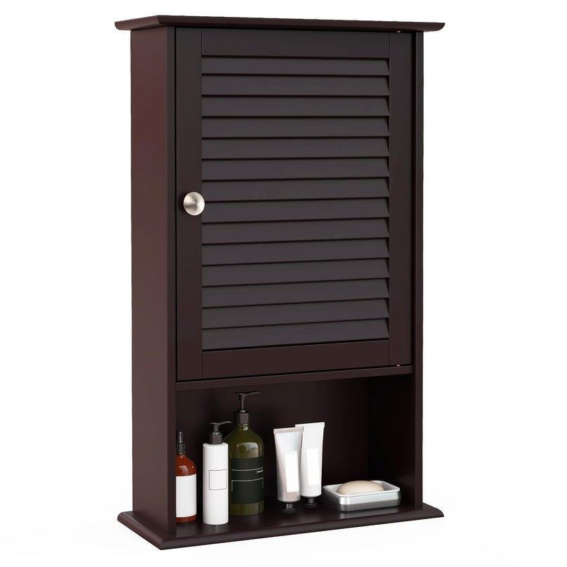 Giantex Bathroom Wall Mount Cabinet - Over The Toilet Storage Organizer with Single Door and Adjustable Shel