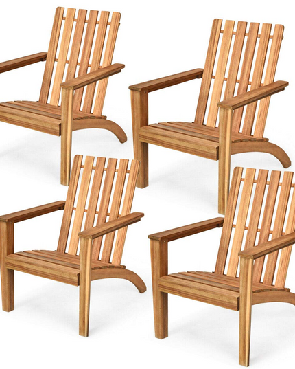 Giantex Wooden Adirondack Chair W/Ergonomic Design Outdoor Chair for Yard
