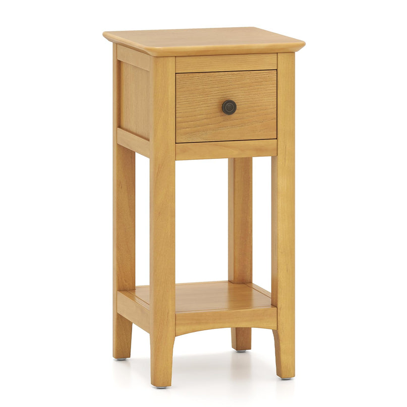 Giantex 23.5" H Side Table w/Open Storage Shelf & Solid Wood Frame No Assembly Needed