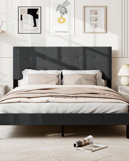 Giantex Queen Bed Frame with Button Tufted Headboard