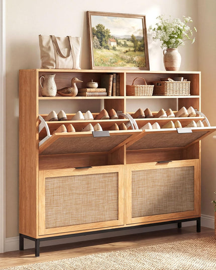 Giantex Large Shoe Storage Cabinet w/ 4 Flip Drawers for Hallway