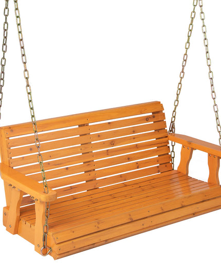 Giantex Wooden Porch Swing 2 Seat - Outdoor Swinging Chairs
