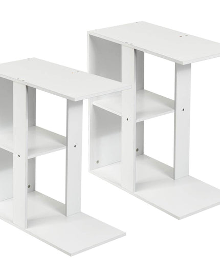Giantex End Table C Shaped Side Table with Storage Shelf Snack Table TV Tray for Coach