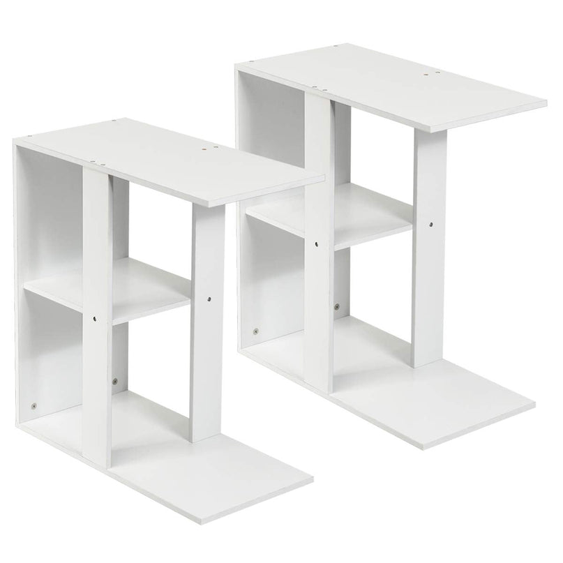 Giantex End Table C Shaped Side Table with Storage Shelf Snack Table TV Tray for Coach