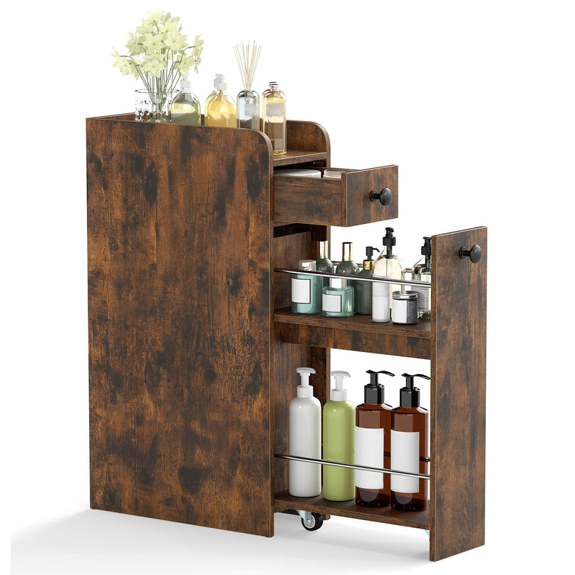 Giantex Slim Bathroom Storage Cabinet Space-Saving Toilet Side Cabinet