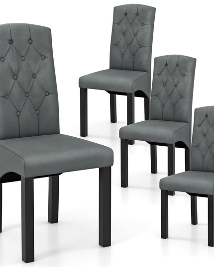 Giantex Modern Dining Chairs, Tufted Fabric Dining Room Chairs w/High Backrest, High-density Sponge Cushion