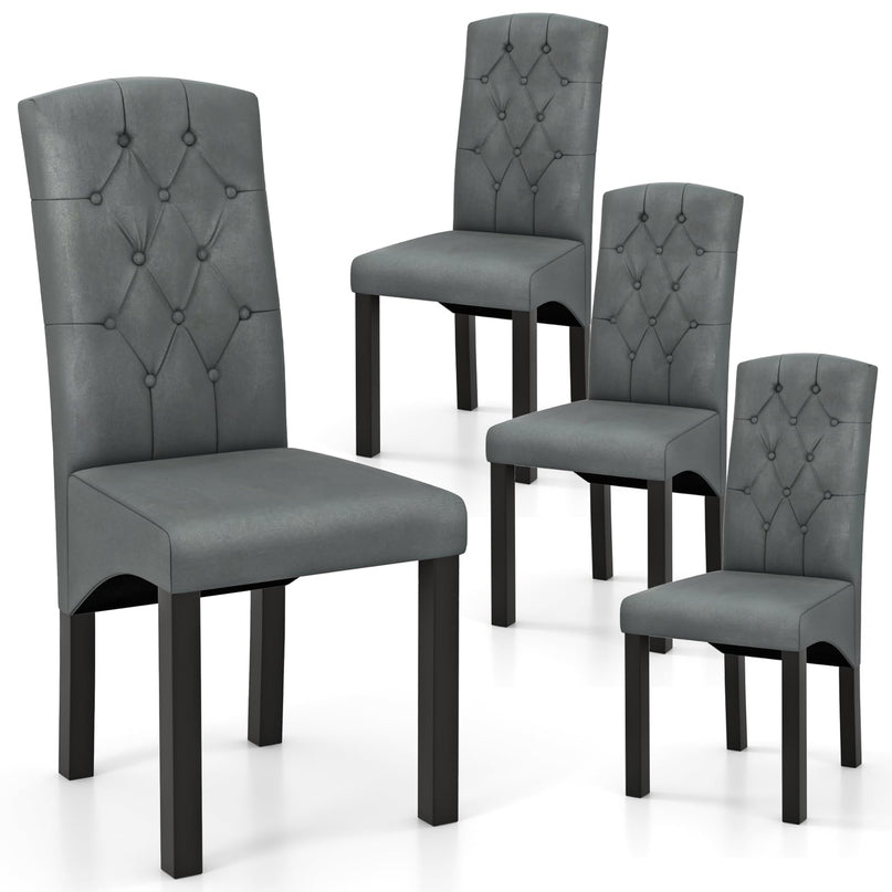 Giantex Modern Dining Chairs, Tufted Fabric Dining Room Chairs w/High Backrest, High-density Sponge Cushion