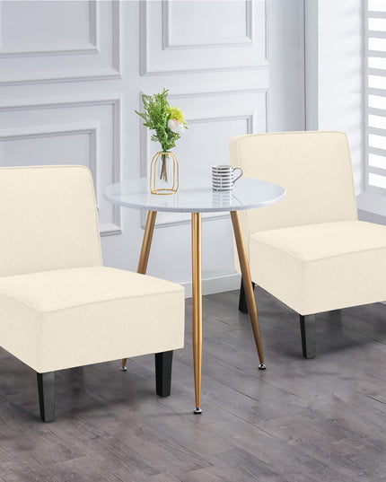 Giantex Upholstered Accent Chair Set of 2, Fabric Single Sofa Armless Accent Chair, Beige