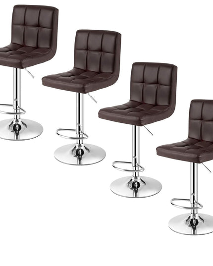 Giantex Bar Stool, Modern Swivel Adjustable Armless Barstools, Square Counter Height PU Leather Bar Stools