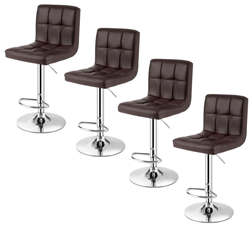 Giantex Bar Stool, Modern Swivel Adjustable Armless Barstools, Square Counter Height PU Leather Bar Stools