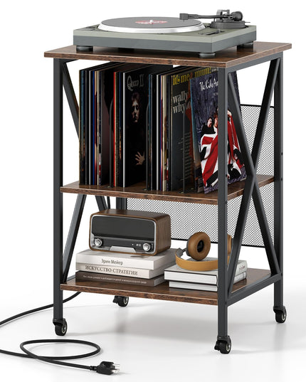 Giantex Record Player Stand with Charging Station