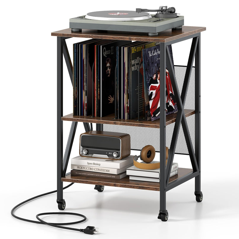 Giantex Record Player Stand with Charging Station