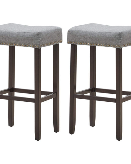 Giantex Backless Counter Height Stools with Brass Nail Head Studs