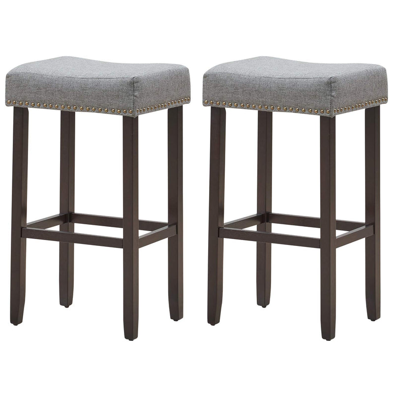 Giantex Backless Counter Height Stools with Brass Nail Head Studs